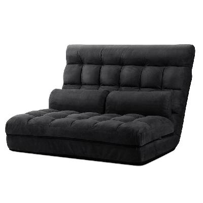 lounge sofa bed 2-seater floor folding suede charcoal