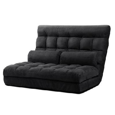 lounge sofa bed 2-seater floor folding suede charcoal