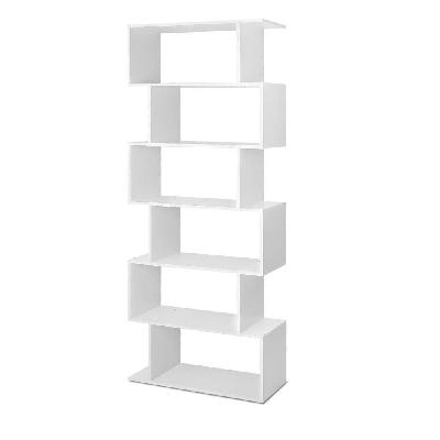 6 tier wooden bookcase display shelf cabinet - white