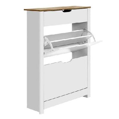shoe cabinet rack storage organiser cupboard shelf drawer 16 pairs white