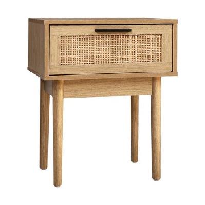 bedside tables table 1 drawer storage cabinet rattan wood nightstand