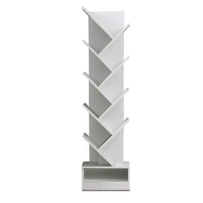 display shelf 9-shelf tree bookshelf book storage rack bookcase white