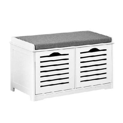 fabric shoe bench with drawers - white and grey