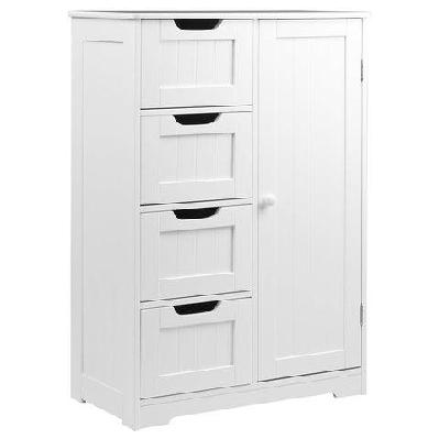 bathroom tallboy storage cabinet - white
