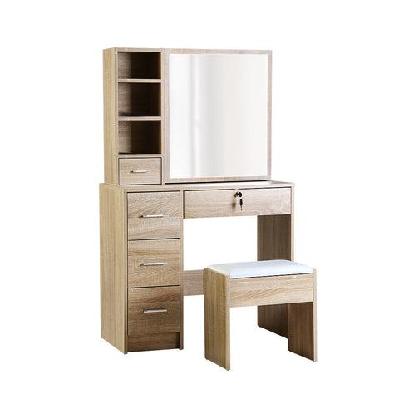 dressing table stool set slide mirror makeup vanity desk chair drawer oak