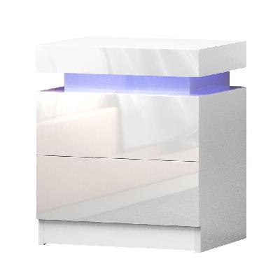 bedside tables side table drawers rgb led high gloss nightstand white