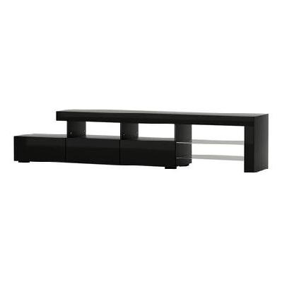 tv cabinet entertainment unit stand rgb led gloss furniture 215cm black