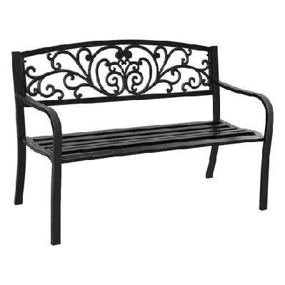 outdoor vintage victorian insipired design garden bench relaxing chair - black