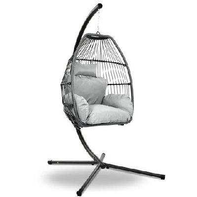 outdoor furniture egg hammock hanging swing chair stand pod wicker grey