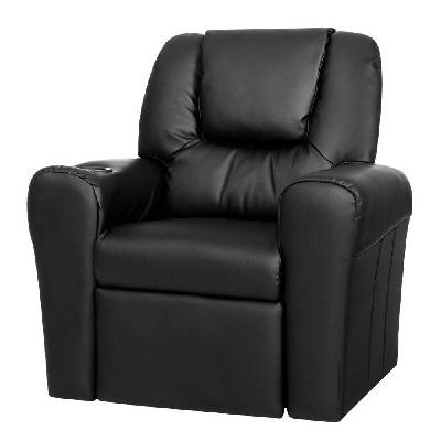 kids recliner chair black pu leather sofa lounge couch children armchair