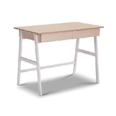 metal desk with drawer - white with oak top
