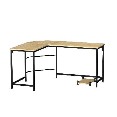 corner computer desk l-shaped student home office study table oak