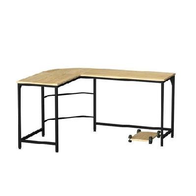 corner computer desk l-shaped student home office study table oak