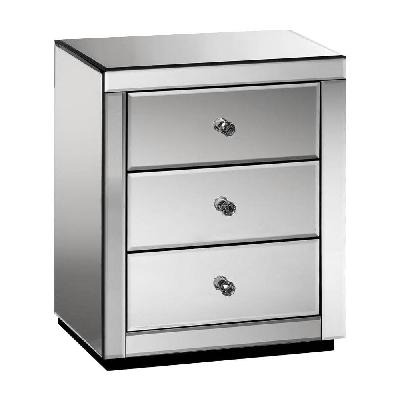 mirrored bedside table drawers furniture mirror glass presia smoky grey