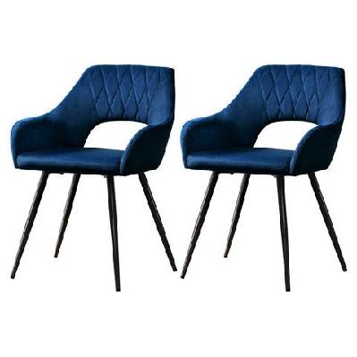 artiss set of 2 caitlee dining chairs kitchen chairs velvet upholstered blue