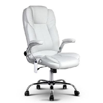 pu leather 8 point massage office chair - white