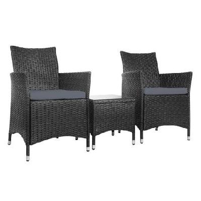 3 piece wicker outdoor furniture set - black