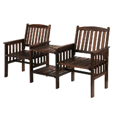 garden bench chair table loveseat wooden outdoor furniture patio park charcoal brown