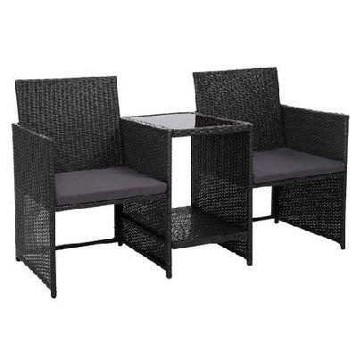 outdoor setting wicker loveseat birstro set patio garden furniture black