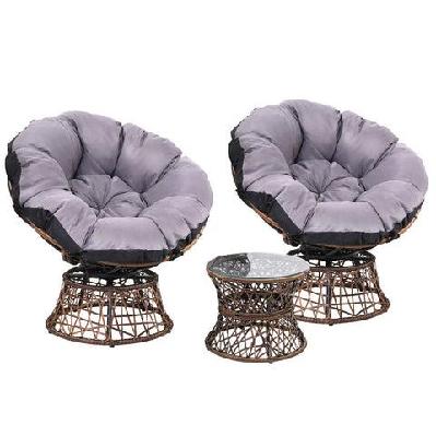 papasan chair and side table set-brown 