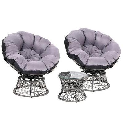 papasan chair and side table set- grey 