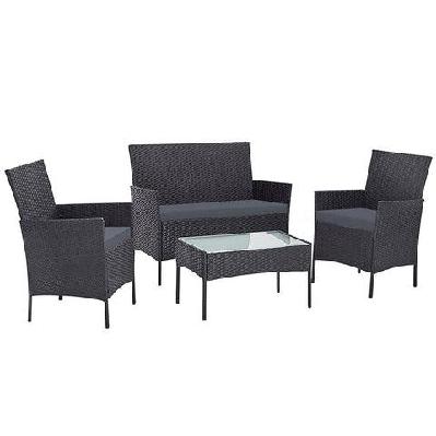 outdoor furniture wicker set chair table dark grey 4pc