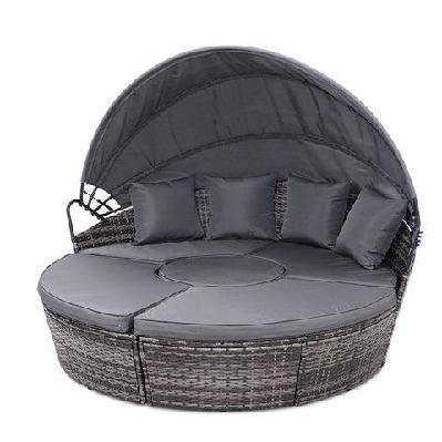 outdoor lounge setting sofa patio furniture wicker garden rattan set day bed grey