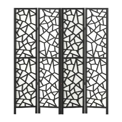 artiss clover room divider screen privacy wood dividers stand 4 panel black