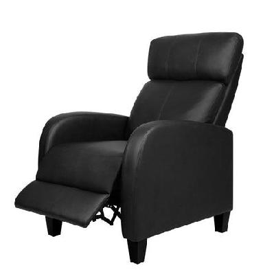 pu leather reclining armchair - black
