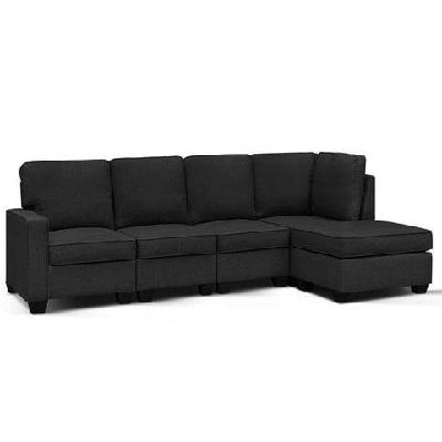 sofa lounge set 5 seater modular chaise chair suite couch dark grey