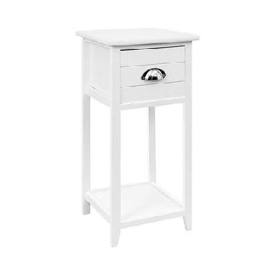 bedside table nightstand drawer storage cabinet lamp side shelf white