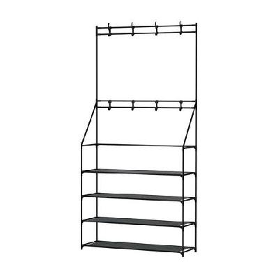 artiss shoe rack coat hat stand hallway shoes storage tree metal shelves black