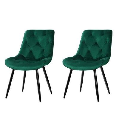 artiss set of 2 starlyn dining chairs kitchen chairs velvet padded seat green