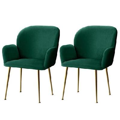 artiss set of 2 kynsee dining chair armchair cafe chair upholstered velvet green 