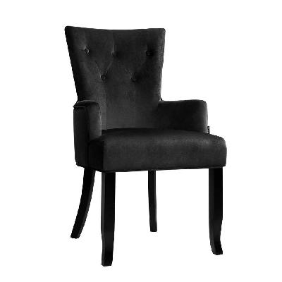 dining chairs french provincial chair velvet fabric timber retro black