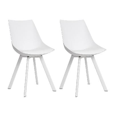 artiss set of 2 lylette dining chairs cafe chairs pu leather padded seat white