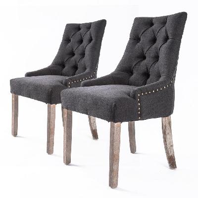 la bella 2 set black (charcoal) french provincial dining chair amour oak leg