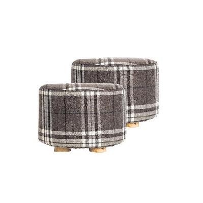 la bella 2 set lattice fabric ottoman round wooden leg foot stool