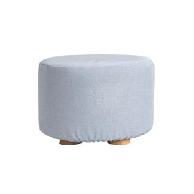 la bella light blue fabric ottoman round wooden leg foot stool