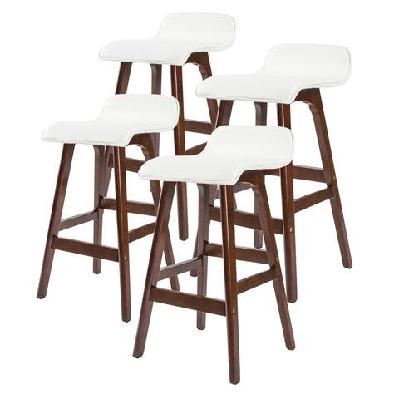 la bella 4 set 65cm white brown wooden bar stool sophia leather