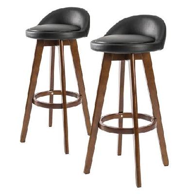 la bella 2 set 72cm black brown wooden bar stool leila leather