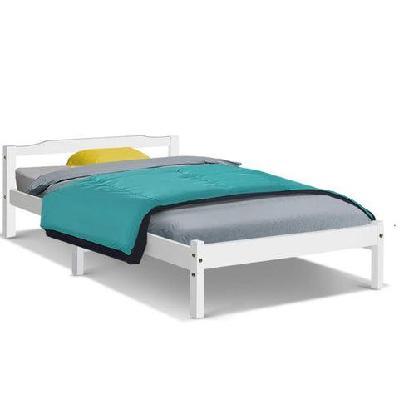 single size wooden bed frame mattress base timber platform white