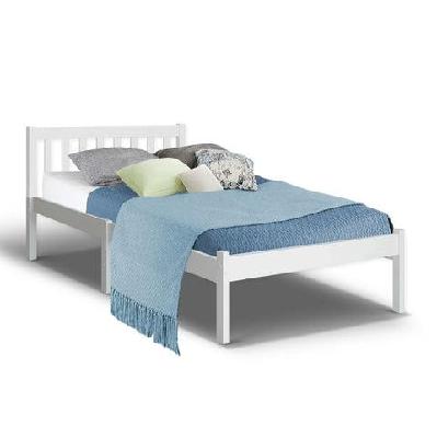 single size wooden bed frame - white
