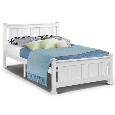 double size wooden bed frame - white