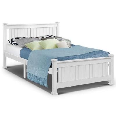 double size wooden bed frame - white