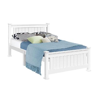 king single wooden bed frame - white