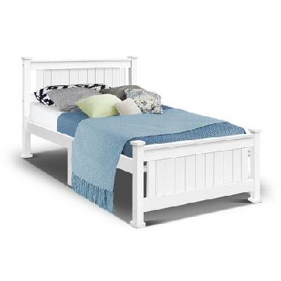 single size wooden bed frame - white
