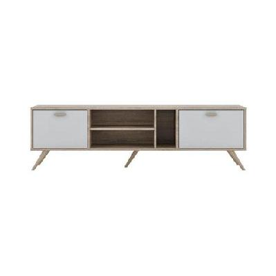 abby tv stand cabinet entertainment unit 1.6m - oak and white