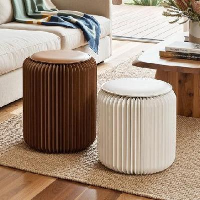 accordion folding paper stools set includes 2 cushions natural kraft 100kg capacity