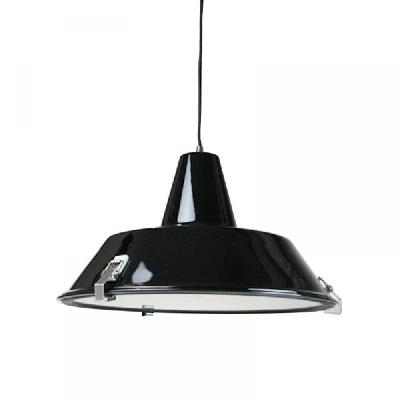 asi industrial cord drop dome pendant light lamp - black